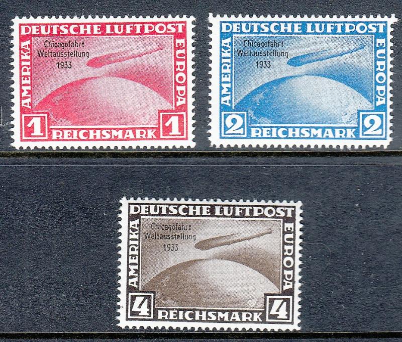 GERMANY 1933 Chicago Zeppelin Flight MNH Reprint Set