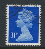 GB QE II Machin - SG X982   Used  31p Ultramarine Harriosn phosphorised paper 