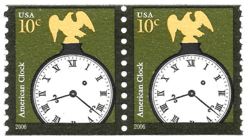 Sc 3762  10¢ American Clock Coil Pair, MNH
