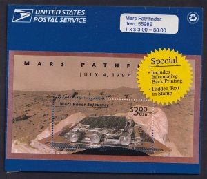 Scott #3178 Mars Pathfinder (Sojourner, Space) Sheet Stamp - Sealed Blue