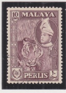 PERLIS, 1961 Sultan, 10c. Deep Maroon, used.