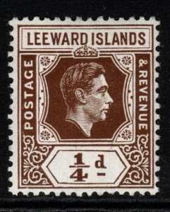 LEEWARD ISLANDS SG95a 1949 ¼d DEEP BROWN CHALKY PAPER MTD MINT