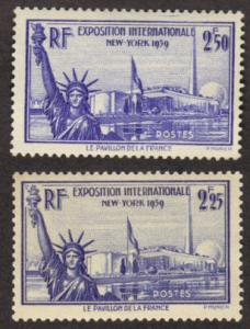 France #372-73 MH cpl Statue of Liberty