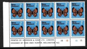 NEW ZEALAND  1970   1/2c   PICTORIAL   MNH   PLATE  BLK 10 #1B1B1B1B