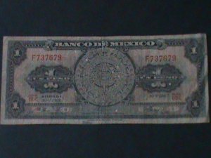 MEXICO-1957 BANK OF MEXICO-$1 PESO-CIRCULATED-F- 67 YEARS OLD-ANTIQUE MONEY