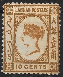 LABUAN SG8 1880 10c BROWN MTD MINT