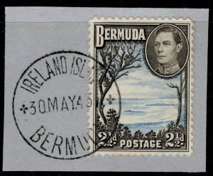 BERMUDA GVI SG113a, 2½d light blue & sepia-black, FINE USED. ON PIECE CDS