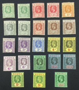 MOMEN: NIGERIA 1921-32 SHADES PAPERS MINT OG H LOT #61218