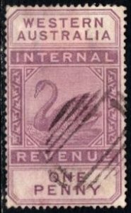 1881 Western Australia Revenue One Penny Swan Internal Revenue Used