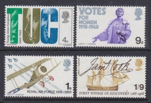 Great Britain 1968 British Anniversaries Commemoratives 4v MH SG#767-770 GB5737