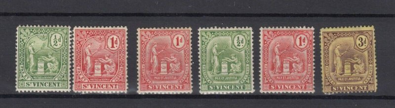 St Vincent KEVII 1909 Pax et Justitia Set To 3d SG102-106 MLH JK7234