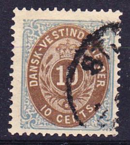 Danish West Indies 10 Used 1876 10c bl 7 brn Defin.