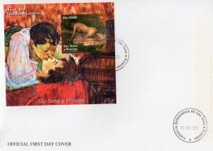 Sao Tome & Principe 2005 TOULOUSE LAUTREC Paintings s/s Imperforated in FDC