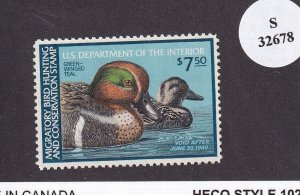 U.S.: Sc #RW46, $7.50 Green-Winged Teal, Duck Stamp, MNH (F32678)