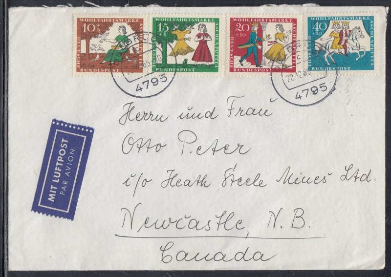 Germany Scott B40 8-11- Dec  20, 1965 Airmail Cover to Canada