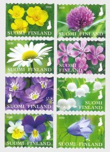 Finland 2020 Definitives Summer flowers Posti set of 8 stamps MNH