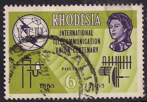 Rhodesia 1965 QE2 6d ITU Centenary used SG 351 ( B957 )