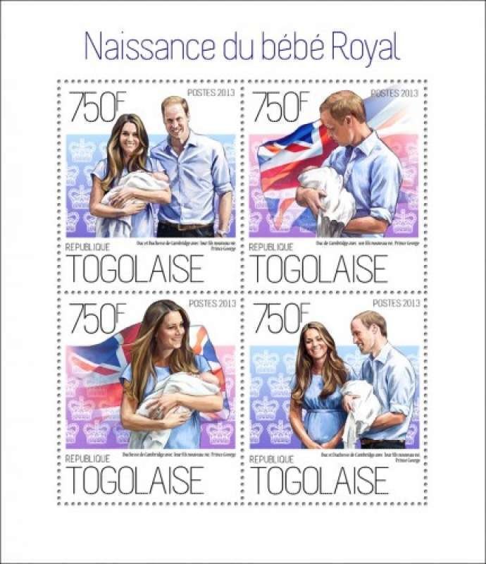 Togo - Prince George, Royal Baby - 4 Stamp  Sheet 20H-593
