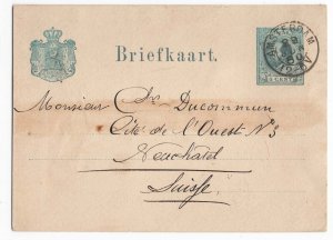 Netherlands 1880 5c postal card fine used to Switzerland