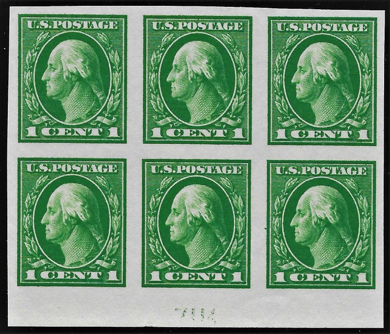 US 1912 Sc. #408 Bottom Plate Block VF NH