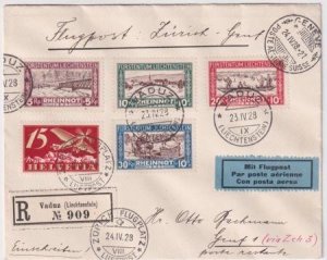 Liechtenstein / Switzerland 1928 First Flight Geneva-Zurich-Munich-Vienna