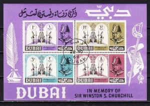 Dubai, Mi cat. 171-174, BL35 A. Sir Winston Churchill s/sheet. Canceled. ^