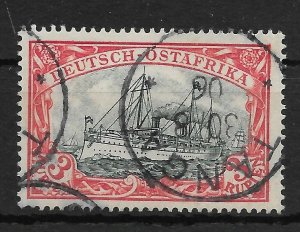 GERMAN EAST AFRICA SG25 1901 3r BLUE-BLACK & RED USED