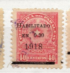 Paraguay 1918 Early Issue Fine Used 30c. Surcharged Optd NW-175648