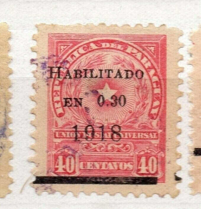 Paraguay 1918 Early Issue Fine Used 30c. Surcharged Optd NW-175648