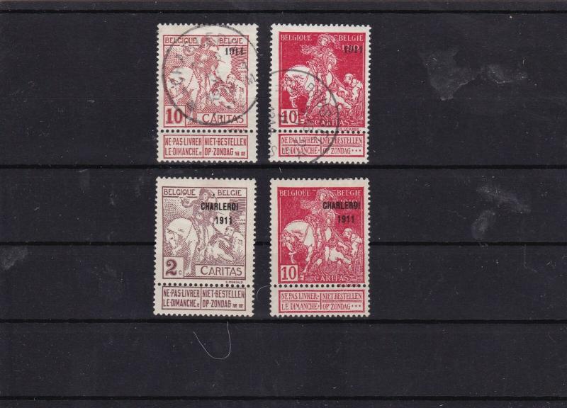 belgium 1911 ovpt mm+used stamps cat £70+  ref 7095