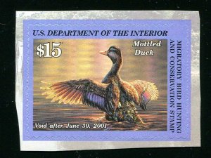 US Duck Stamp # RW67a Mint OG NH  Mottled Duck 2000 Trimmed