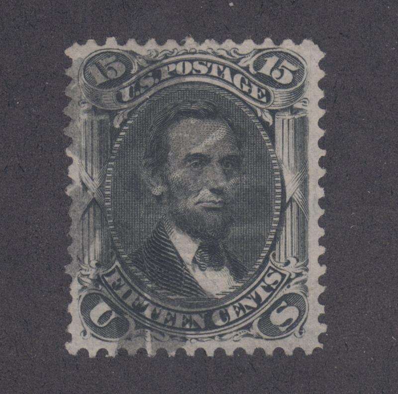 US Sc 98 used 1868 15c Lincoln F-Grill w/ Fancy Cancel, Cert.