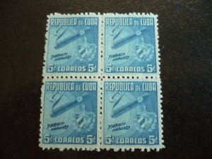 Stamps - Cuba - Scott# 420-422 - Mint Hinged Set of 3 Stamps in Blocks of 4