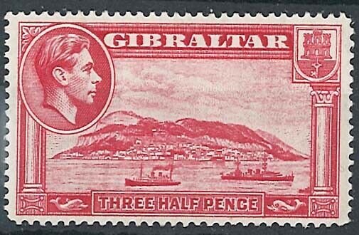 Gibraltar 1938 1½d carmine perf 14 sg123 fine mint cat £35