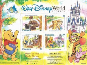 Canada - 1996 Disney Winnie the Pooh 4 Stamp Sheet - Scott #1621b