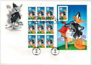 DAFFY DUCK LOONEY TUNES WARNER BROTHERS FULL SOUVENIR SHEET & IMPERFORATE SINGLE