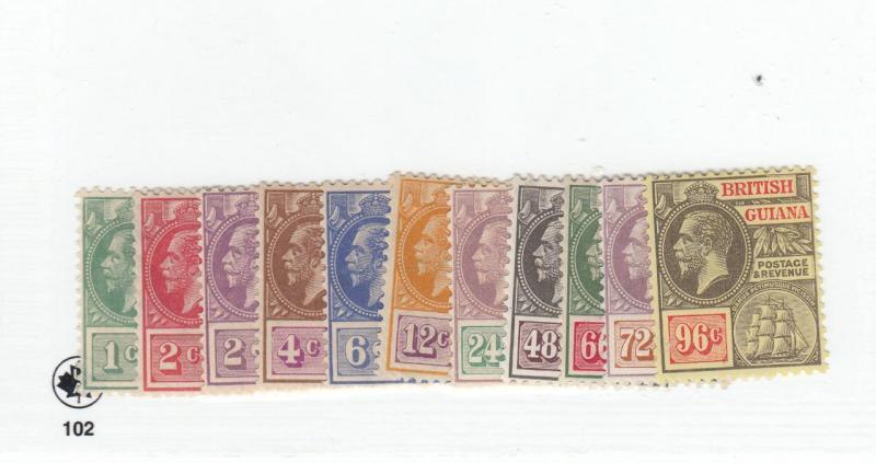 BRITISH GUIANA # 191-201 VF-MH KGV SELECTION TO 96cts CAT VALUE $121.75