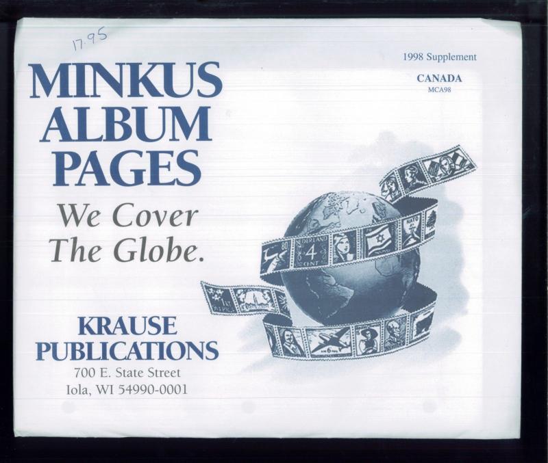 1998 Canada Minkus Stamp Album Supplement Pages #MCA98