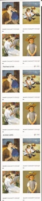 US Stamp 2003 Mary Cassatt Paintings Booklet Pane of 20 Stamps #3807b