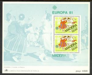 PORTUGAL MADEIRA 1981 EUROPA Souvenir Sheet DANCE Scott No. 74a MNH