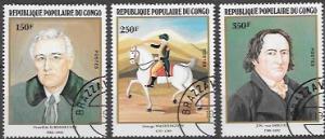 Congo Republic 1982  Set of 3  Famous Men.  Horse