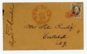 US Stamp #1 Franklin 5c - PSE Cert - Red Town Cancel