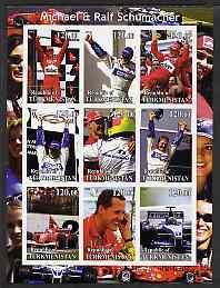 Turkmenistan 2001 The Schumachers (Formula 1) imperf shee...