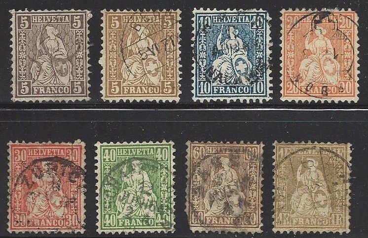 Switzerland - Scott # 41 thru 50 Less 42 - VF - CV $485