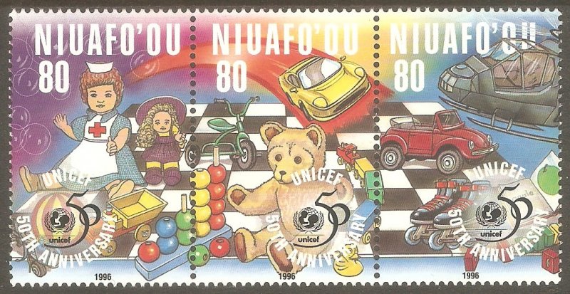 TONGA NIUAFO'OU Sc# 193 MNH FVF 3Strip UNICEF & Children Toys