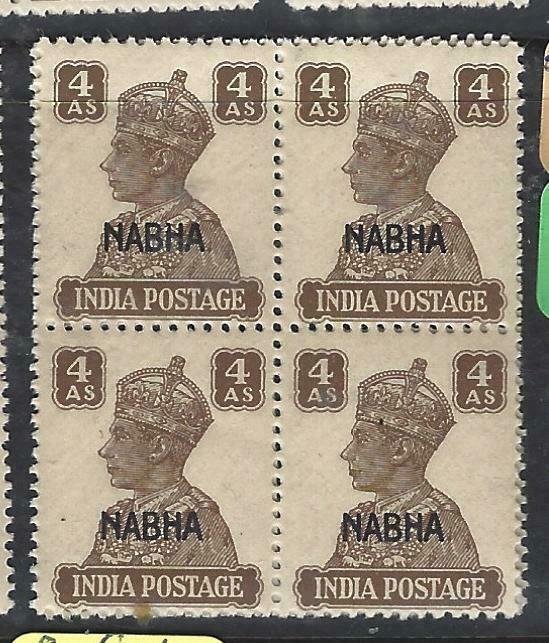  INDIA NABHA  (P1808B)  KGVI  4A    SG 114   BL OF 4   MNH