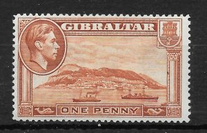 GIBRALTAR SG122 1938 1d YELLOW-BROWN p14 MTD MINT 