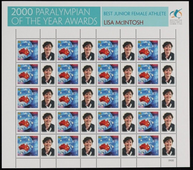 AUSTRALIA 2000 Paralympian of the Year $9 SES set. MNH **. (7).