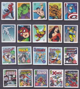 US 4159 (a-t) 2007 Marvel Comics Superheroes Singles Set of 20 Very Fine