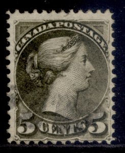 CANADA QV SG85, 5c brownish grey, FINE USED. Cat £17. PERF 12